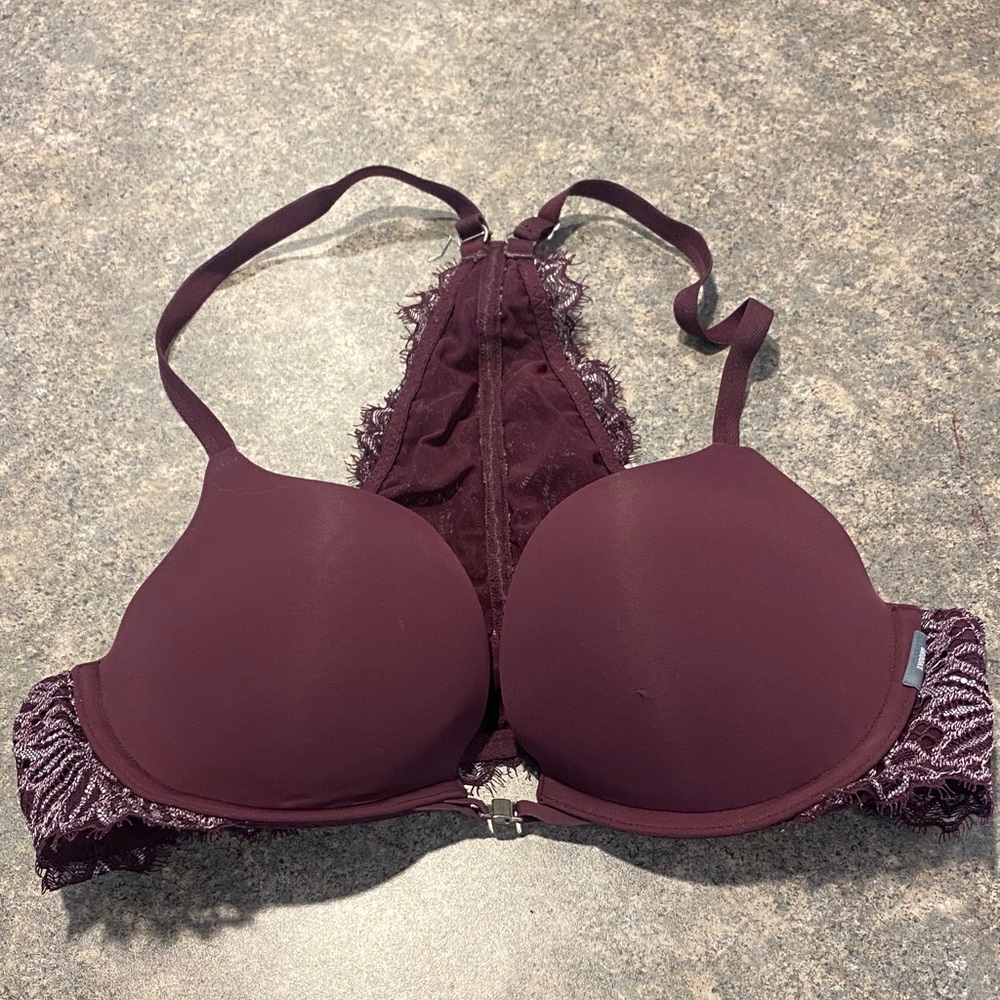 aerie Burgundy Lace-Back Push-Up Bra